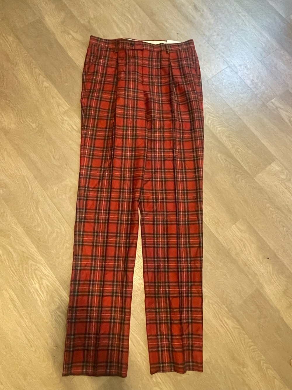 Paul Fredrick Red Plaid Dress Pants Prepy Old Money